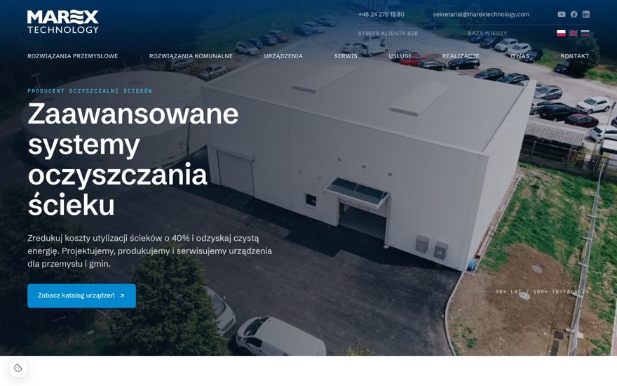 Strona Marex Technology, zbudowana i prowadzona przez Velic